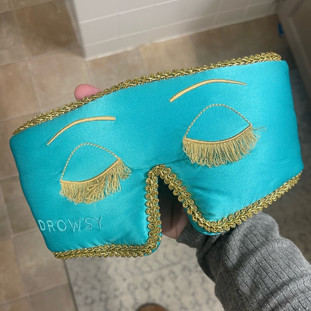 Drowsy Teal and Gold Luxury Sleep Mask